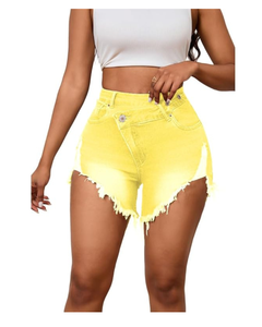 Short en jean croisé taille haute pour femmes 75% coton design intemporel avec cinq poches classiques shorts pour femmes - Product Image 1