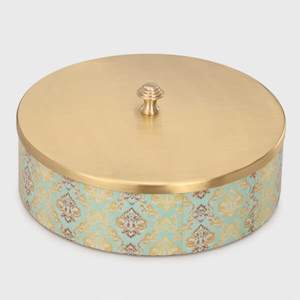 Boîte à casseroles en laiton de conception traditionnelle 100% Boîte de service Chapati en laiton pur de fabricant fait à la main de haute qualité avec couvercle - Product Image 2