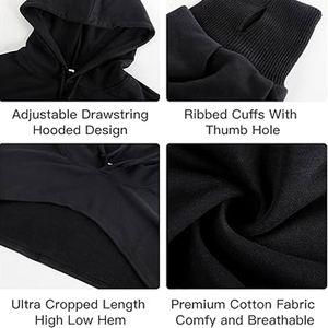 Sweats à capuche courts sur mesure avec un prix avantageux et une qualité élevée, respirants et anti-boulochage pour femmes - Product Image 5