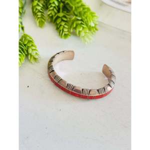 Pulsera OldPawn Thomas Francisco con Incrustaciones de Coral Rojo y Plata de Ley, Accesorio de Moda - Product Image 3