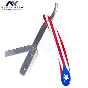 Navaja de Afeitar Profesional de Precisión Totalmente Metálica con Bloqueo Oscilante y Diseño de la Bandera de Puerto Rico, Navaja Duradera - Product Image 2