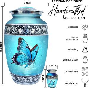 Set of 6 Butterfly Decorative Cremation <b>Urns</b> for Ashes for Women & Men Includes 1 <b>Large</b> <b>Urn</b> with 4 Small Keepsakes & 1 Necklace - Product Image 2