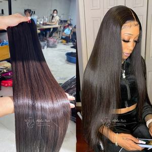 Extensiones de cabello liso de hueso de espejo sin procesar sedoso crudo de alta calidad 360 pelucas frontales de encaje tejidos frontales completos - Product Image 1