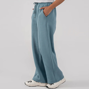 กางเกงขายาวทรงบอลลูนเอวกลางสำหรับผู้หญิง ขายส่ง กางเกงพลีททรงตรงเอวยางยืดแบบโอเวอร์ไซส์ ผ้าฟลีซ - Product Image 2
