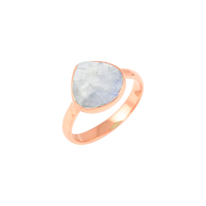 Bague argent pierre de lune arc-en-ciel 8mm forme de coeur or 18 carats vermeil 925 ensemble de lunette sterling bague pierre de naissance naturelle placage rhodium - Product Image 4