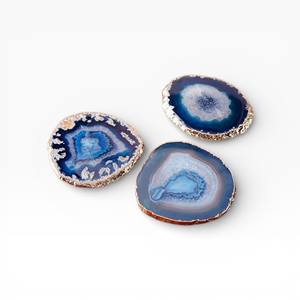 Decorative <b>Black</b> and Brown Agate Stone <b>Coasters</b> with Metallic Edges for Modern Luxury Homes - Product Image 6