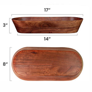 Tazón de masa de madera de Acacia quemado oscuro rústico, cuencos de masa de madera decorativos hechos a mano para decoración del hogar, organizador de llaves de baño de cocina - Product Image 3