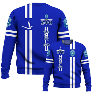 Sudadera con Cuello Redondo Zeta Phi Beta para Mujer, Azul y Blanco, Ropa de Hermandad 1920, Sudadera de Forro Polar con Letras Griegas Bordadas - Product Image 6