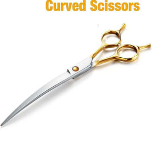 Professional Stainless Steel Portable Luxury Pet Grooming <b>Curved</b> <b>Scissors</b> Multi-functional Hair Cutting Shear - Product Image 3