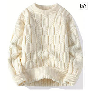 2025 nouveau 100% laine col rond hommes pull chandails Anti-boulochage respirant haute qualité hiver laine doublure - Product Image 2