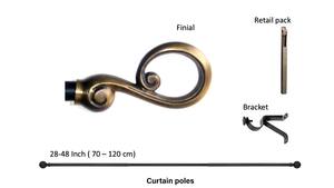 Antiguo CO Juego completo de barra de cortina ajustable Último diseño Longitud del soporte 28-48 pulgadas Precio al por mayor Hecho de metal - Product Image 2