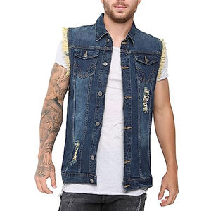 เสื้อกั๊กยีนส์ผู้ชายคุณภาพสูง พิมพ์โลโก้ได้ ระบายอากาศได้ดี เหมาะสำหรับใส่หน้าร้อน สินค้าขายดี ลดราคา - Product Image 1