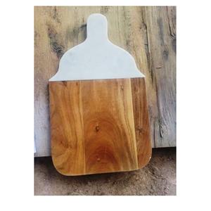 White Marble And Wood <b>Chopping</b> Board Marble Cutting Board Customized Wholesale White & Brown <b>Chopping</b> <b>Blocks</b> Made in India - Product Image 1