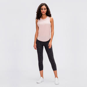 Tallas grandes, camisetas de algodón/fibra de bambú para mujer, camiseta transpirable suelta para Yoga, ropa de gimnasio con absorción de humedad y transpiración - Product Image 3