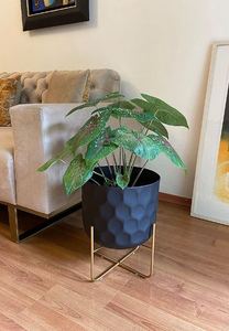 Jardinière en métal martelé noir de luxe pour balcon intérieur de la meilleure qualité de l'Inde - Product Image 3