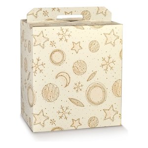 Caja de Almacenamiento Navideña para Panettone y Botellas, 30.5x22.5x35cm, Blanca, Universe 39254P - Product Image 1