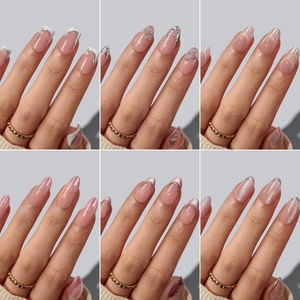 BTArtbox doux Gel XCOAT 3D Floral presse sur les <span class=keywords><strong>ongles</strong></span> en gros court amande fait à la main bleu français pointe <span class=keywords><strong>faux</strong></span> <span class=keywords><strong>ongles</strong></span> - Product Image 3