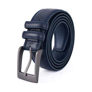 Ceintures en cuir de vache bleu de bonne qualité pour hommes, style décontracté, boucle en alliage, prix de gros - Product Image 1