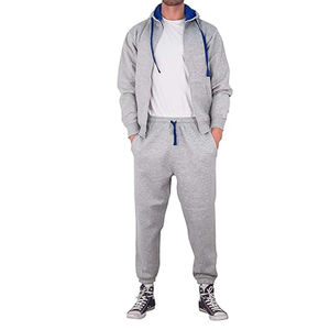 Haute qualité respirant hommes gris bleu survêtement ensembles polaire deux pièces pull à capuche et pantalons de survêtement ensemble nouveau Style Slim Fit - Product Image 3