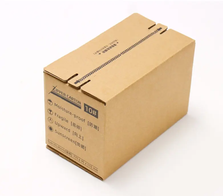 Caja de envío de cartón autosellante respetuosa con el medio ambiente con logotipo personalizado y cremallera, caja de embalaje corrugada plegable autoadhesiva