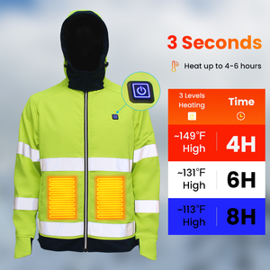 กางเกงทำงานให้ความร้อนมีช่องเสียบ USB แบบชาร์จไฟได้ผ้าโพลีเอสเตอร์มีซิปย้อมสีความปลอดภัยในฤดูหนาวมองเห็นได้ชัดเจน - Product Image 5