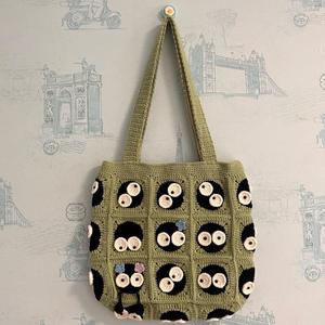100% Hand-Crocheted Funny Face Basket Bag Accessory Creative Sweet Crochet Women's Grandmother Bag Woven Fashion Accessory - Product Image 1