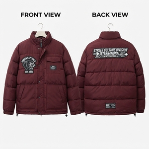 Blouson matelassé épais kaki sable à panneaux horizontaux, style streetwear, rembourrage 100% polyester, séchage rapide, respirant - Product Image 1