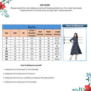 Blusa y camisa con diseño de camisa Anarkali Kurta azul de mezcla de algodón con estampado floral para mujer - Product Image 4