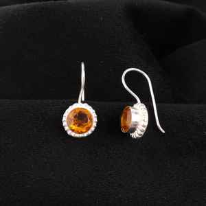 Boucles d'oreilles pendantes en citrine, argent sterling 925, bijoux faits à la main, pierre de naissance de novembre, boucles d'oreilles élégantes pour femmes - Product Image 5