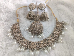 ชุดเครื่องประดับอินเดียที่สวยงามสำหรับผู้หญิงสร้อยคอสดใสต่างหูสำหรับงานแต่งงานงานเลี้ยงและงานรื่นเริง - Product Image 2