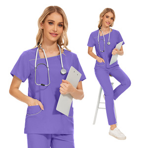 Divisa da Infermiera per Clinica, Tuta Medica Monocolore per Donne, Uniforme Ospedaliera, Camicia e Pantaloni da Lavoro per Dottori, <span class=keywords><strong>Abbigliamento</strong></span> <span class=keywords><strong>Medico</strong></span> - Product Image 1