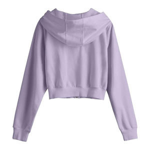 2026 En gros Sweatshirts à capuche courts décontractés à fermeture éclair avec poche pour femmes - Product Image 6
