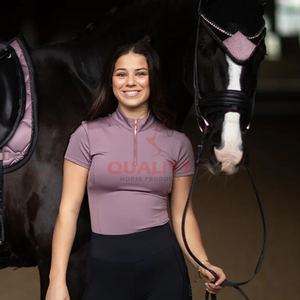 Women equestrian <b>horse</b> <b>riding</b> <b>top</b> athletic breathable fabric stylish stretch moisture wicking lightweight comfortable shirt - Product Image 2