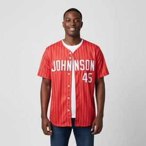 Maillot de baseball rouge brodé personnalisé, uniforme d'équipe personnalisé, impression de maillot de baseball pour hommes - Product Image 1