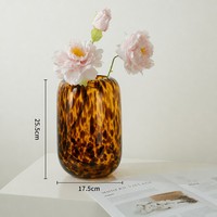 Vase en verre à imprimé léopard fait à la main, vase décoratif pour fleurs, vase moderne pour table, pour salon, bureau