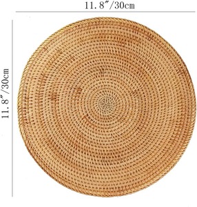 Handicrafts Natural Wedding Rattan Placemat Table Mats Charger Plates <b>Woven</b> Round Seagrass Placemats Vintage for Table Decor - Product Image 5