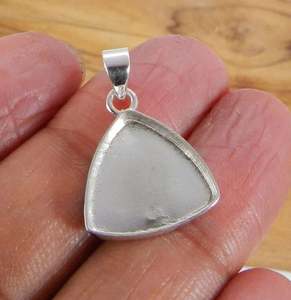 925 argent Sterling trillion forme 4mm 20mm bricolage pince lunette tasse pendentif réglage plaqué Semi montage bijoux pierre bijoux - Product Image 3