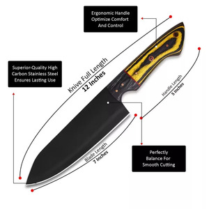 Juego de utilidad de Chef de cocina de acero inoxidable de 5 piezas, caja enrollable de 8 pulgadas de acero al carbono de 8 bolsillos, Funda de cuero, bolsa para cuchillos de madera - Product Image 2