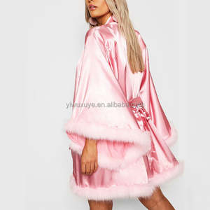 Robe Kimono Courte à Manches Volumineuses, Lingerie en Dentelle Transparente à Plumes, Robe Longue de Nuit en Satin <span class=keywords><strong>Transparent</strong></span> avec Plumes, Sexy et Respirante - Product Image 5