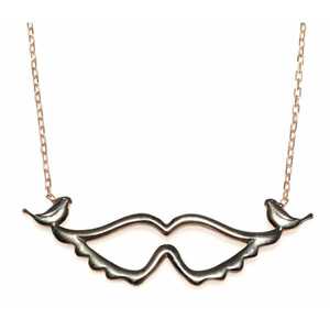 สร้อยคอเงินแท้ 925 รูปปีกนางฟ้า ชุบโรเดียม สีชมพู-ดำ ประดับเพชรซิคอน ของขวัญสำหรับโอกาสพิเศษ พร้อมสายสร้อยแบบเชื่อม - Product Image 3