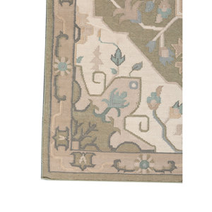 Tapis en laine tissée plate à motif médaillon beige Aqua Foam 6x9 pieds pour la décoration intérieure, nettoyage localisé ADWL-23005 - Product Image 4