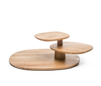 Support de service rond pour gâteaux en bois blanchi, écologique, de qualité alimentaire, présentoir de table pour desserts, piédestal, décoration intérieure, sac OPP