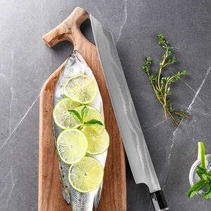 Couteau de chef de couleur personnalisée, chef-d'œuvre, à biseau unique, en acier Damas VG10, fait à la main, ambidextre, finition brossée, couteau de cuisine - Product Image 6