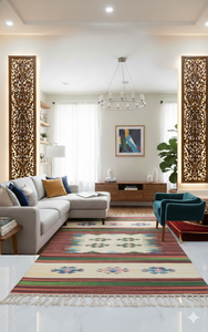 Alfombra de Algodón Afelpada Floral Moderna Hecha a Mano, Reversible, Lavable a Máquina, Grosor Personalizable, para Hogar, Camping, Viajes y Picnic - Product Image 4