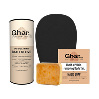 Jabones Ghar, Jabón Mágico y Guante Exfoliante Corporal, Herramientas Exfoliantes Premium para un Mejor Cuidado de la Piel, Negro/Rosa