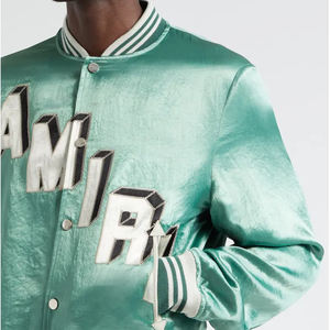 Veste super universitaire en satin de soie en vrac de haute qualité, produit le plus vendu de baseball personnalisé, veste universitaire en satin - Product Image 5