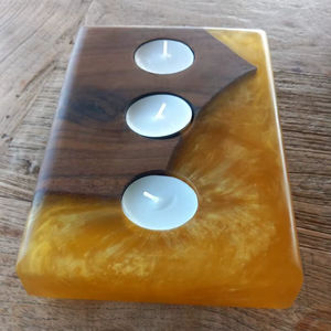 Portavelas Decorativo Hecho a Mano de Resina y Madera Maciza para el Hogar, Sala de Estar, Dormitorio, Mesa, Decoración de Interiores - Product Image 1