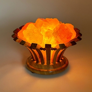 Lampe de sel de l'Himalaya artisanale rose avec brasero en bois en forme de fleur, 4 kg, 15W, lumière chaude, éclairage d'intérieur, fabriqué au Pakistan - Product Image 2