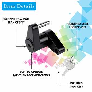 Vypart 1-Piece <b>Black</b> Latch Trailer Hitch Coupler Lock 1/4 Inch Pin Diameter <b>Knob</b> Controller-Cargo Control Accessory - Product Image 3