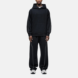 Conjunto Deportivo de Pantalones y Sudadera con Capucha de Diseño Nuevo, Estilo Informal con Ribete Blanco, Ajuste Holgado, Logotipo Personalizado de Alta Calidad - Product Image 4